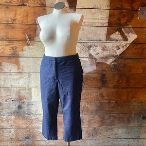 Nanette Lepore Tapered Leg Cropped Trouser 18W Navy Capri Business Casual
